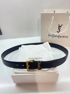 Жіночий чорний шкіряний ремінь YSL Yves Saint Laurent с золотою пряжкою в Києві от компании Elektromax