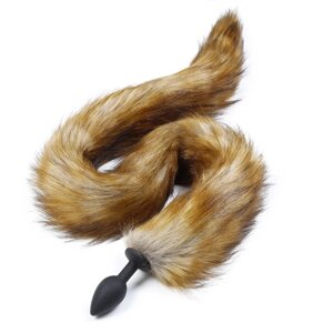 Чорний силіконовий особистий    затор з довгим хвостом Silicone Butt Plug Fox Tail в Києві от компании Elektromax