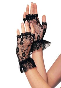 Короткі рукавички-гловелети Leg Avenue Wrist length fingerless gloves, One Size, чорні, сітка