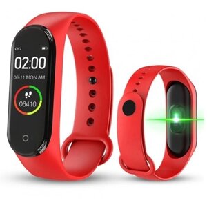 Фітнес Браслет Smart Band M4 з Пульсометром та Тонометром. Колір: червоний