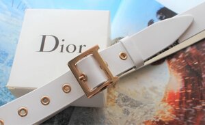 Жіночий ремінь Dior пряжка золото ширина 3.3 см білий