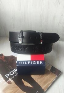 Шкіряний чоловічий ремінь для джинсів Tommy Hilfiger із тисненням чорний в Києві от компании Elektromax