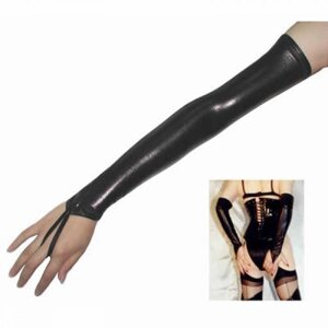 Black Springy Spandex-latex Long Gloves Showing Hands в Києві от компании Elektromax