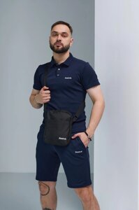 Комплект Reebok поло + шорти сині + барсетка