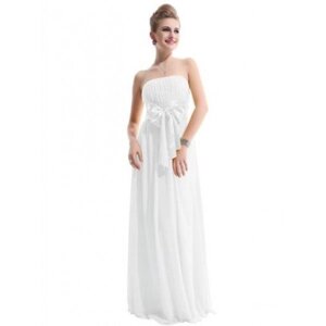 Чарівне плаття без ремінця з білим луком
