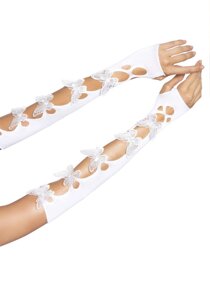 Мітенки Leg Avenue Butterfly applique arm warmers White, метелики в Києві от компании Elektromax