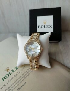 Жіночий наручний годинник Rolex gold в коробці