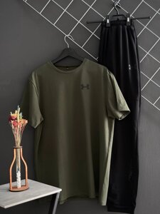 Штани чорні Under Armour (двонитка, чорний лого) + футболка хакі Under Armour в Києві от компании Elektromax