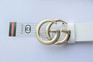 Жіночий шкіряний ремінь Gucci пряжка золото білий в Києві от компании Elektromax