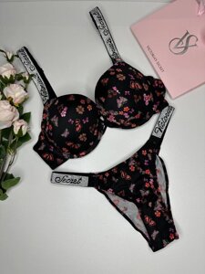 Комплект  Victoria's Secret  18830 чорний із квітами kk054 в Києві от компании Elektromax