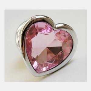 Анальна пробка з світло-рожевим каменем у формі серця Anal Plug Heart Medium