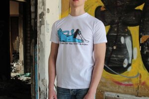 Біла футболка Ripndip кіт зі скейтом