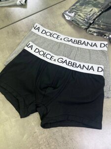 Набір нижньої білизни Dolce Gabbana з 2-х пар чорно-сірого кольору широка гумка з логотипом "DG" t140