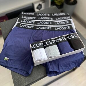 Чоловічий набір трусів 4 шт Lacoste колір чорний, сірий, білий, синій