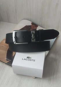 Чоловічий ремінь Lacoste натуральна шкіра чорний