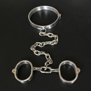 Female Latest Design Bolt Lock Stainless Steel Hand and neck Connecting Handcuffs в Києві от компании Elektromax