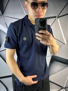 Поло Stone Island темно-синього кольору з патчем на рукаві mf035 в Києві от компании Elektromax