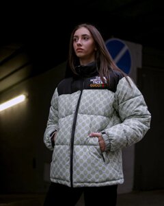 Куртка пухова TNF Gucci оливкова жіноча