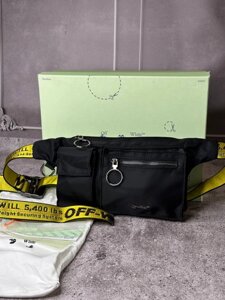 Чоловіча Сумка Off White чорна з металевим лого та жовтим ременем s089 в Києві от компании Elektromax