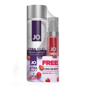 Комплект JO GWP - Xtra Silky Silicone (120 мл ) & Oral Delight - Strawberry (30 мл ) в Києві от компании Elektromax