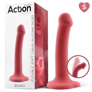 ACTION BOUNCY LIQUID SILICONE DILDO HIPER FLEXIBLE 6.5 - 16.5 CM SIZE S BURGUNDY в Києві от компании Elektromax