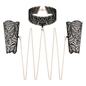 Мереживні наручники та комір Rosy Gold - Lace Cuffs and Collar - Black в Києві від компанії Elektromax