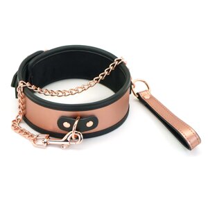 Широкий нашийник з повідцем Liebe Seele Rose Gold Memory Collar with Leash, натуральна шкіра в Києві от компании Elektromax