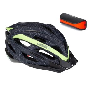 Набір шолом велосипедний Onride Grip M 55-58 Black/Green + мигалка Onride Slit 6936116100865 в Києві от компании Elektromax