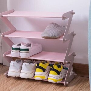 Полиця для взуття органайзер компактний стійка складана Shoe Rack YH 8802 зберігання речей та взуття 4 полиці. Колір: