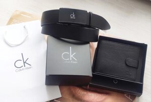 Чоловічий шкіряний подарунковий набір Calvin Klein ремінь та гаманець чорний в Києві от компании Elektromax