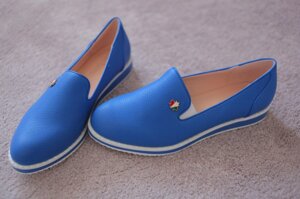 Жіночі мокасини яскраво сині туфлі на низькому ходу для дрескоду 36-37 в Києві от компании Elektromax
