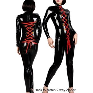 Чорний вініловий костюм з подвійним червоним шнуруванням в Києві от компании Elektromax