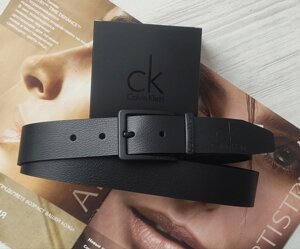 Ремінь чоловічий шкіряний із чорною пряжкою Calvin Klein чорний в Києві от компании Elektromax