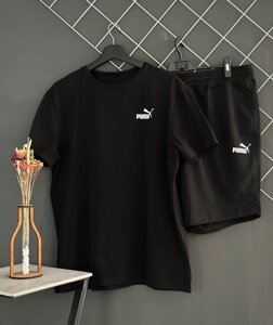 Шорти Puma білий лого + футболка Puma чорна RD174/RD208