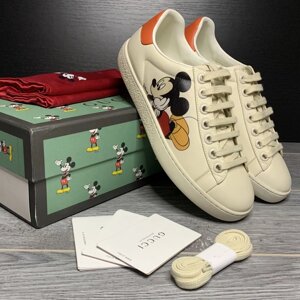 Жіночі шкіряні кеди Gucci Disney. Кросівки Gucci Disney білі