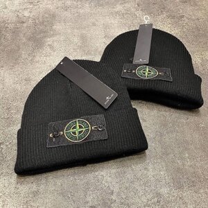 Шапка Stone Island чорна із жовто - зеленим патчем gu007 в Києві от компании Elektromax