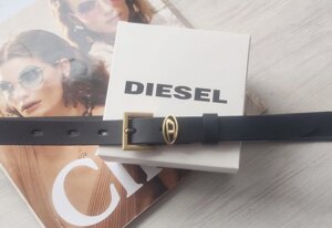 Жіночий вузький шкіряний ремінь пряжка Diesel black бронза в Києві от компании Elektromax