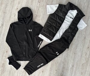 Комплект 5 в 1 Under Armour чорна кофта на змійці + чорні штані + чорна жилетка + біла футболка + 2 пари шкарпеток в Києві от компании Elektromax