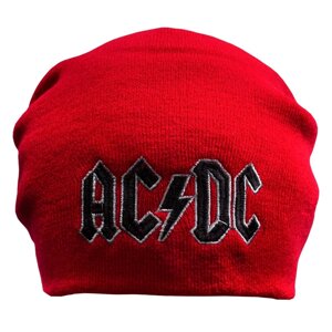 Шапка біні з вишивкою AC/DC Logo червона