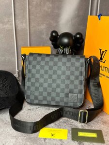 Сумка месенджер Louis Vuitton District PM Damier Graphite з лого в кутку чорного  s067 в Києві от компании Elektromax