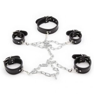 Leather Neck Hand-foot Linked Cuffs Black в Києві от компании Elektromax