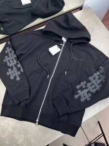 Худі чорне Chrome Hearts на блискавці шкіряні хрести на спині sg294 в Києві от компании Elektromax