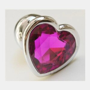 Анальна пробка з фіолетовим каменем у формі серця Anal Plug Heart Medium