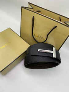 Ремінь чорний Tom Ford Reversible classic  пряжка срібного кольору r142 в Києві от компании Elektromax