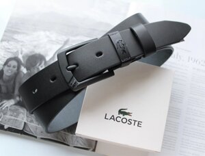 Шкіряний чоловічий ремінь з чорною пряжкою Lacoste black в Києві от компании Elektromax