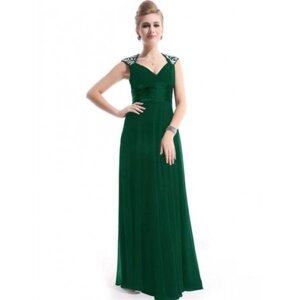 Зелене довге плаття з мерехтливими блискітками