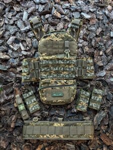 Плитоноска швидкоскидна Cordura 1000D + РПС + 5 підсумків піксель ММ14 в Києві от компании Elektromax