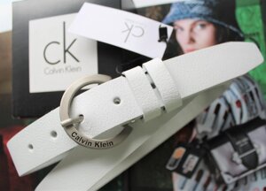 Жіночий шкіряний ремінь Calvin Klein White