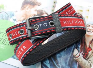 Чоловічий тканинний ремінь Tommy Hilfiger червоно-чорний