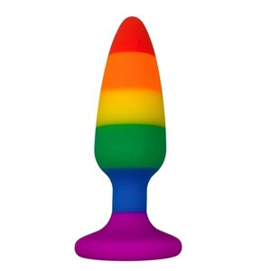 Силіконова анальна пробка Wooomy Hiperloo Silicone Rainbow Plug L, діаметр 3,9 см, довжина 13,1 см в Києві от компании Elektromax